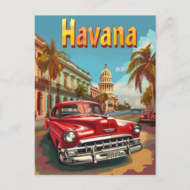 Havana Dreams: Cruise in a Vintage Car Postcard (Front)