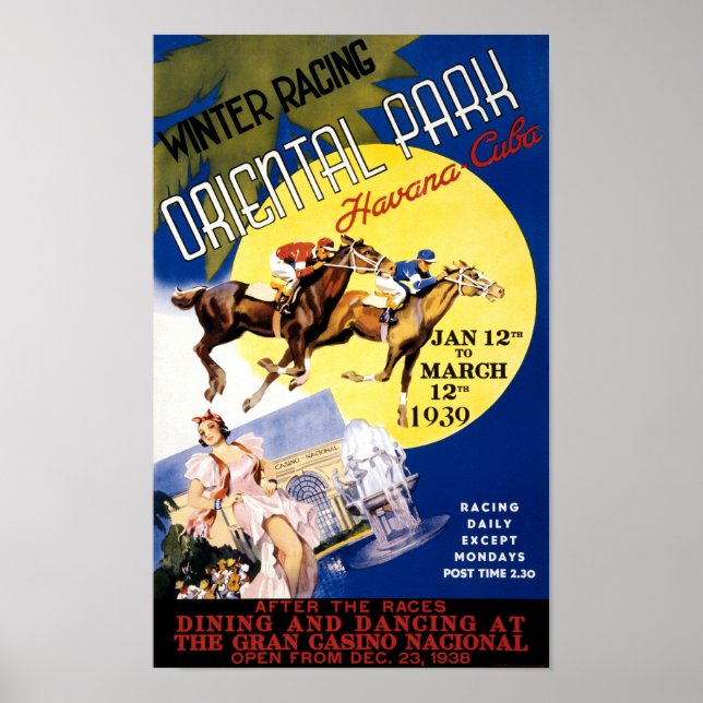 Havana Horse Racing Vintage Travel Poster (Front)