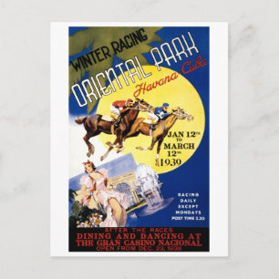 Havana Horse Racing Vintage Travel Poster Postcard