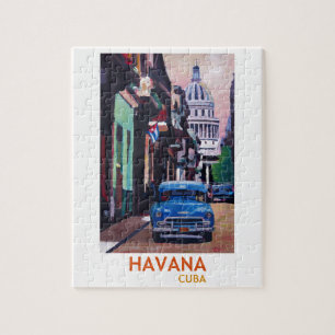 Havana in Cuba - El Capitolo with oldtimer Jigsaw Puzzle