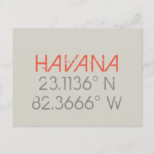 Havana Longitude Latitude Postcard