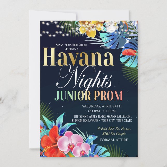 Havana Night Junior Prom Invitaiton Invitation (Front)