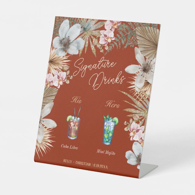 Havana Nights Tropical Cuban Signature Drinks Pedestal Sign (Front)