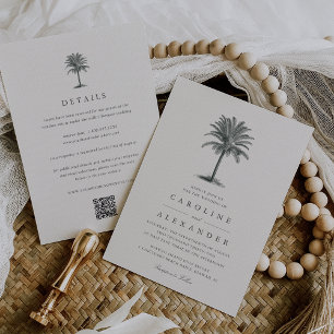 Havana Palm   Vintage Palm Tree All in One Wedding Invitation