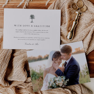 Havana Palm   Vintage Palm Tree Wedding Photo Thank You Card
