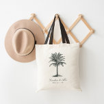Havana Palm Wedding Favour Tote Bag<br><div class="desc">Island chic wedding favour or wedding welcome tote bags feature an etched vintage style palm tree illustration with your names and wedding date beneath in a combination of elegant script and block typography. A perfect choice for summer,  beach,  Hawaii or destination weddings.</div>