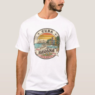 Havana Retro 70s Vintage Travel Stamp Cuba T-Shirt