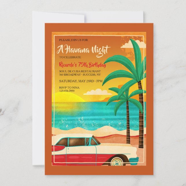 Havana Sunset Invitation (Front)