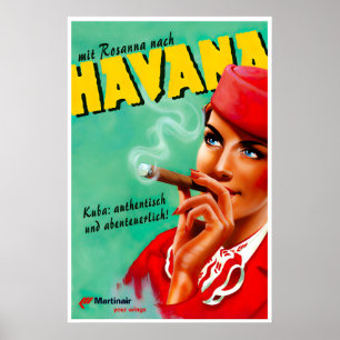 Havana Travel Poster Cuba Art Martinair Print