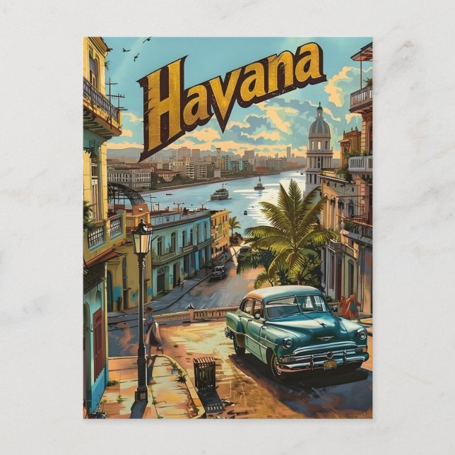 Havana Vintage Car Postcard (Front)
