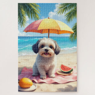 Havanese Beach Relax Scene Jigsaw Puzzle