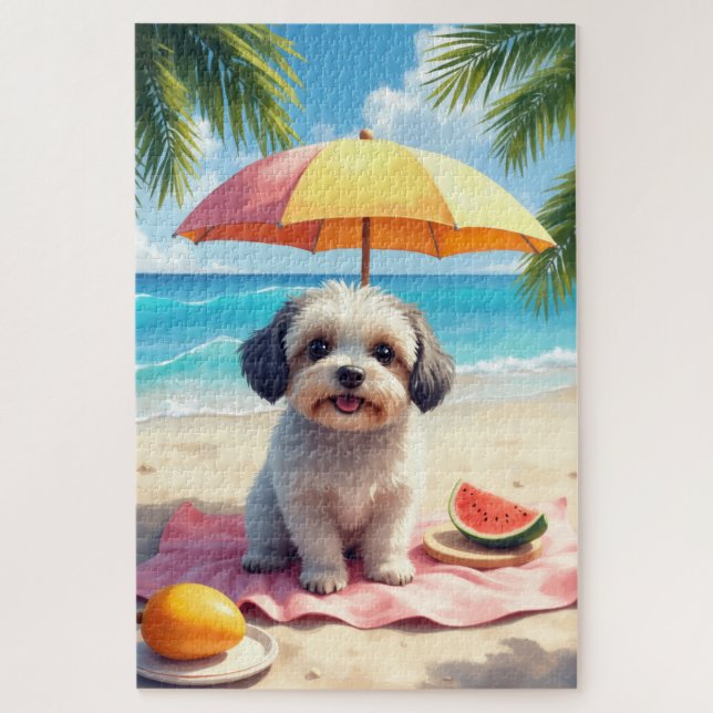 Havanese Beach Relax Scene Jigsaw Puzzle (Vertical)