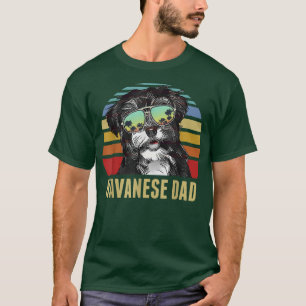 Havanese Best Dog Dad Ever Retro Sunset Beach Vibe T-Shirt