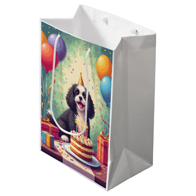 Havanese Birthday Celebration Medium Gift Bag (Front Angled)