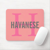Havanese Breed Monogram Design Mouse Mat (With Mouse)