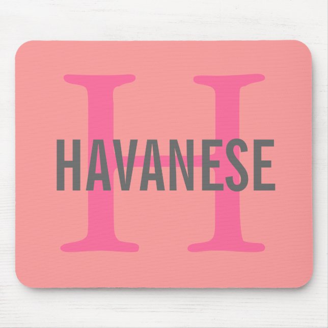 Havanese Breed Monogram Design Mouse Mat (Front)