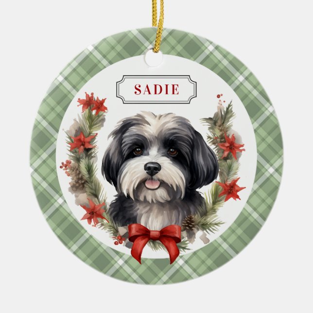 Havanese Ceramic Circle Ornament (Front)