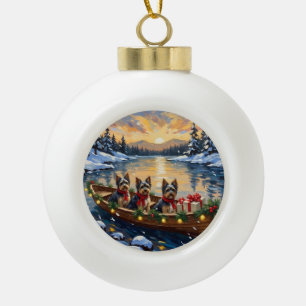 Havanese Christmas Boat Holiday Ceramic Ball Christmas Ornament