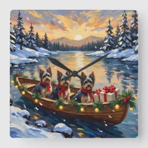 Havanese Christmas Boat Holiday Square Wall Clock