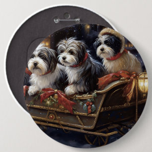 Havanese Christmas Festive Season 6 Cm Round Badge