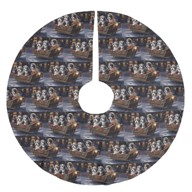 Havanese Christmas Festive Season  Brushed Polyester Tree Skirt (Front)