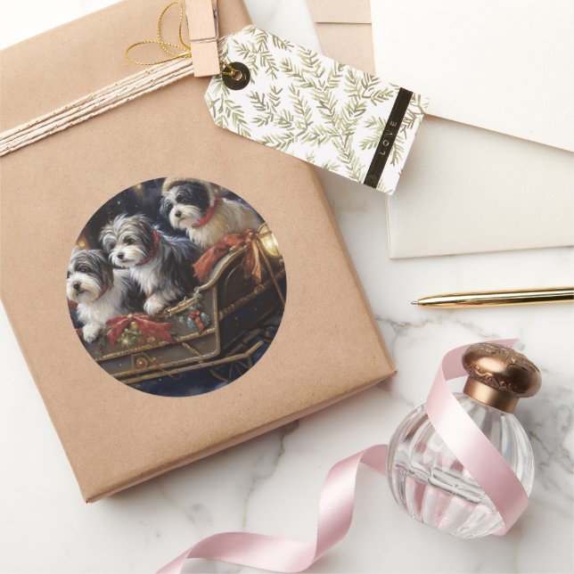 Havanese Christmas Festive Season  Classic Round Sticker (Gifting)