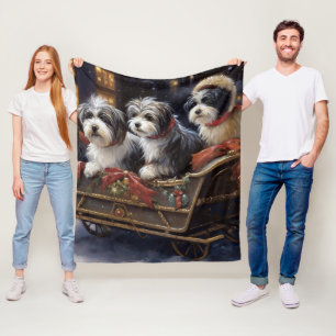 Havanese Christmas Festive Season  Fleece Blanket