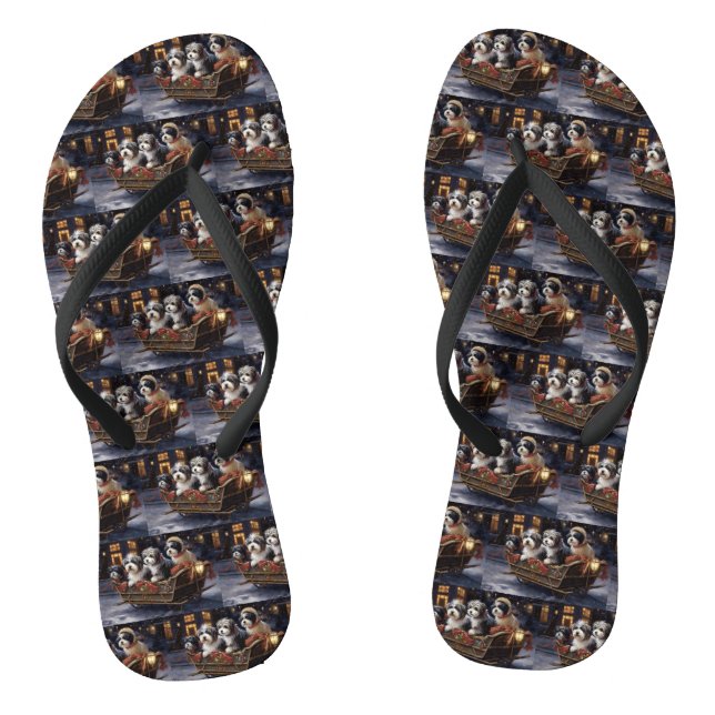 Havanese Christmas Festive Season  Flip Flops (Footbed)