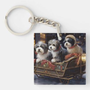 Havanese Christmas Festive Season Key Ring