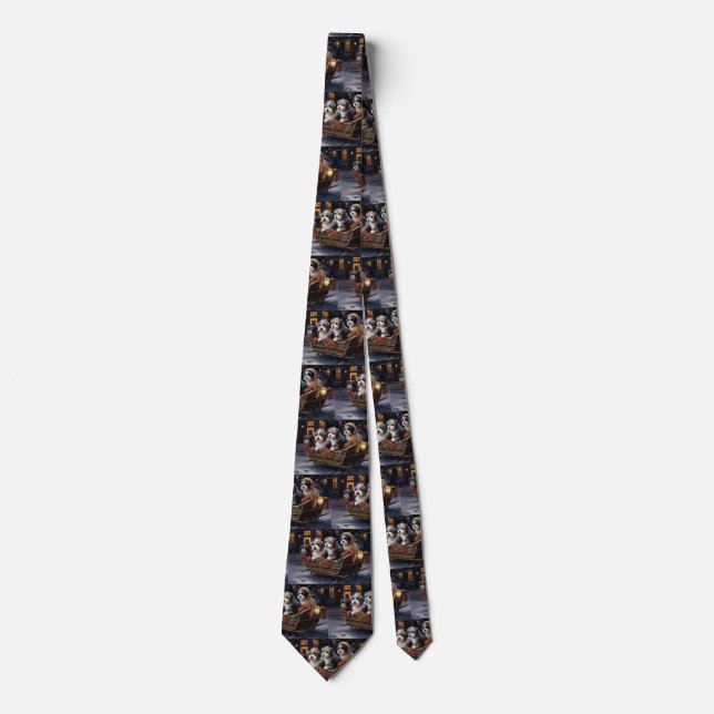 Havanese Christmas Festive Season  Tie (Front)