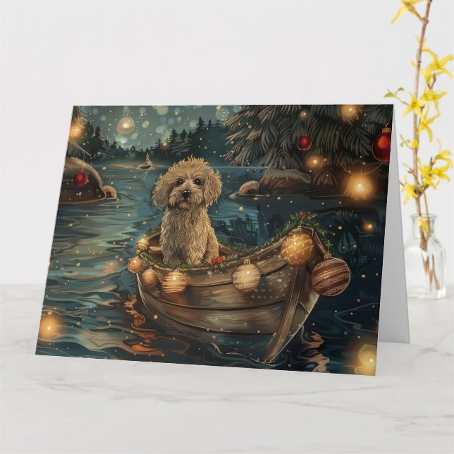 Havanese Christmas Festive Voyage Card (Yellow Flower)