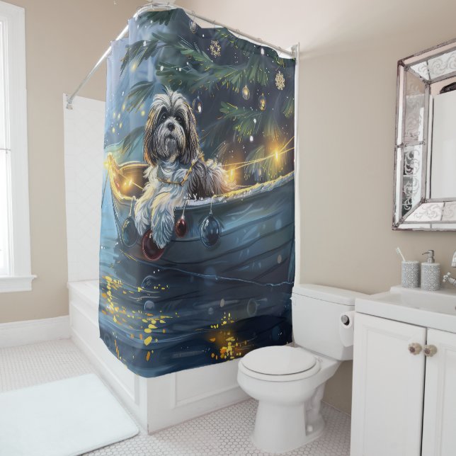 Havanese Christmas Festive Voyage Shower Curtain (In Situ)