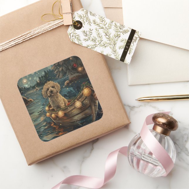 Havanese Christmas Festive Voyage Square Sticker (Gifting)