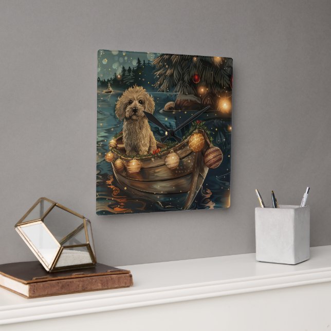 Havanese Christmas Festive Voyage Square Wall Clock (Office)