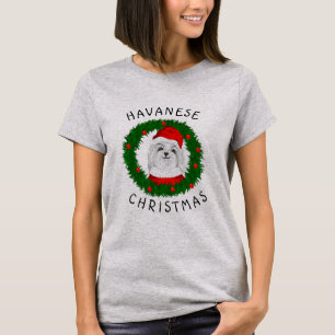 Havanese Christmas Funny Dog Quote Santa In Wreath T-Shirt