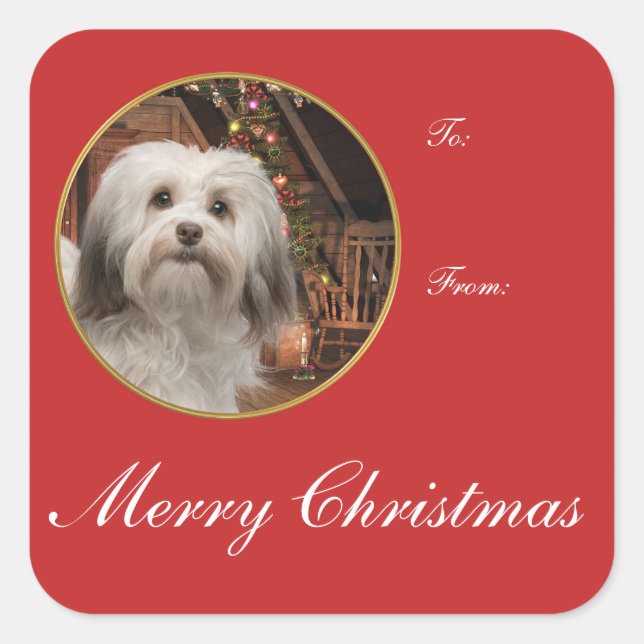 Havanese Christmas Gift Stickers (Front)