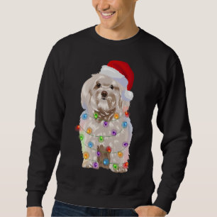 Havanese Christmas Lights Xmas Dog Lover Santa Hat Sweatshirt