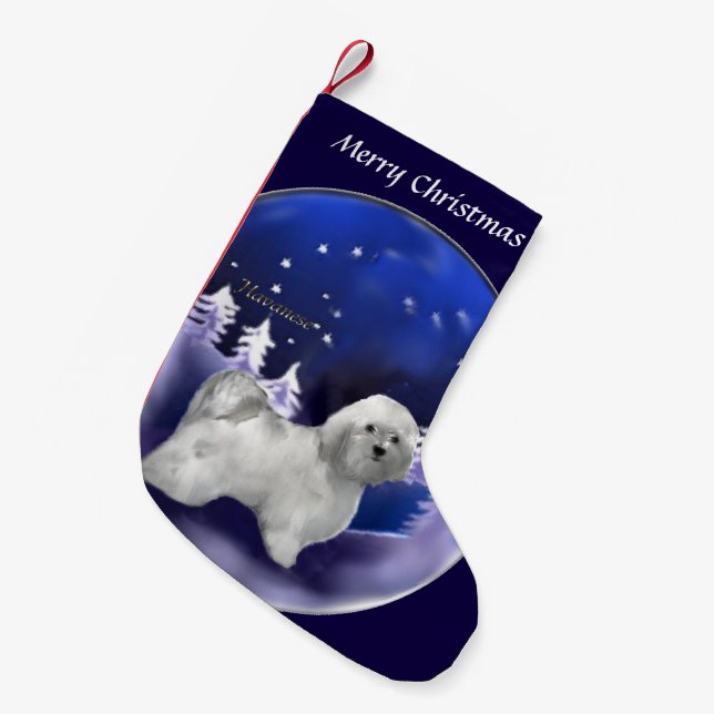Havanese Christmas Small Christmas Stocking (Front (Hanging))