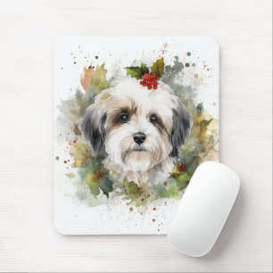 Havanese Christmas Wreath Festive Pup Mouse Mat