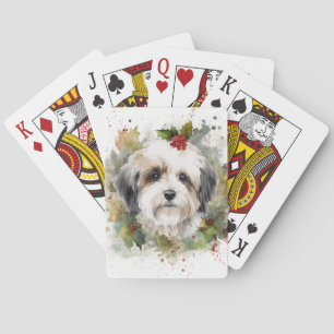 Havanese Christmas Wreath Festive Pup Playing Cards