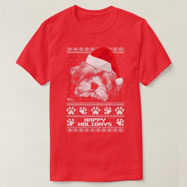 Havanese Cute Happy Holidays Christmas  T-Shirt (Design Front)