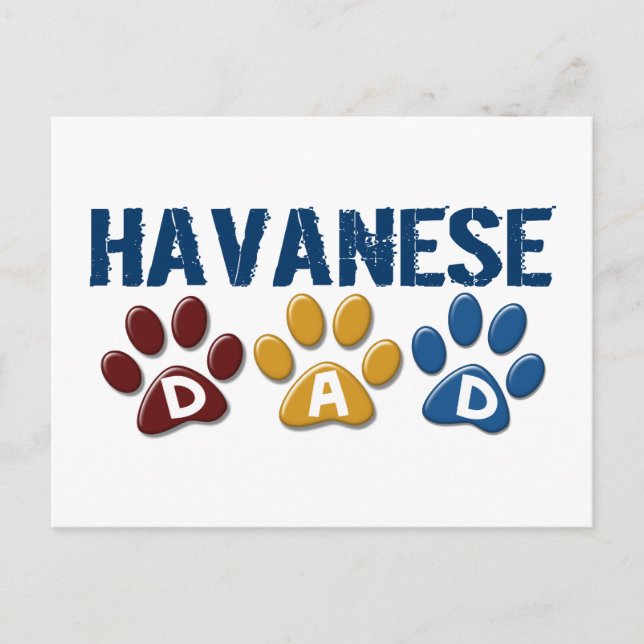 HAVANESE Dad Paw Print 1 Postcard (Front)