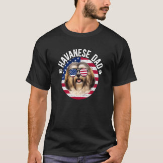 Havanese Dad US Flag Dad of A Havanese Father T-Shirt