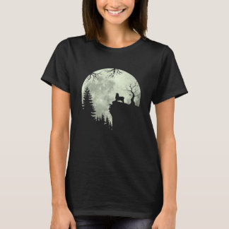 Havanese Dog And Moon Howl In Forest Dog Halloween T-Shirt