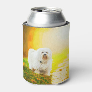 Havanese Dog Bichon Portrait Painting Can Cooler