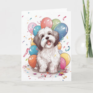 Havanese Dog Birthday Party Greeting Card