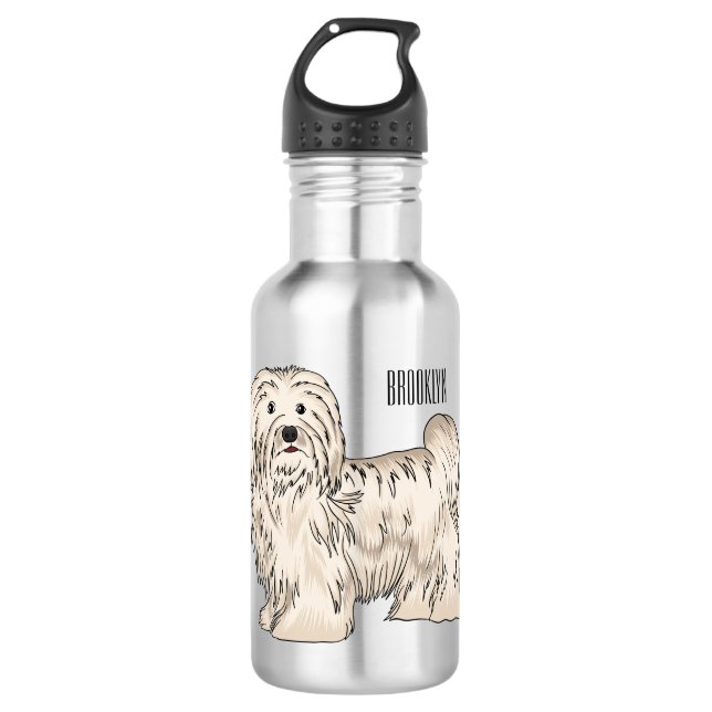 Havanese dog cartoon illustration 532 ml water bottle (Front)