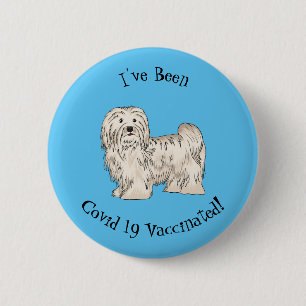 Havanese dog cartoon illustration 6 cm round badge
