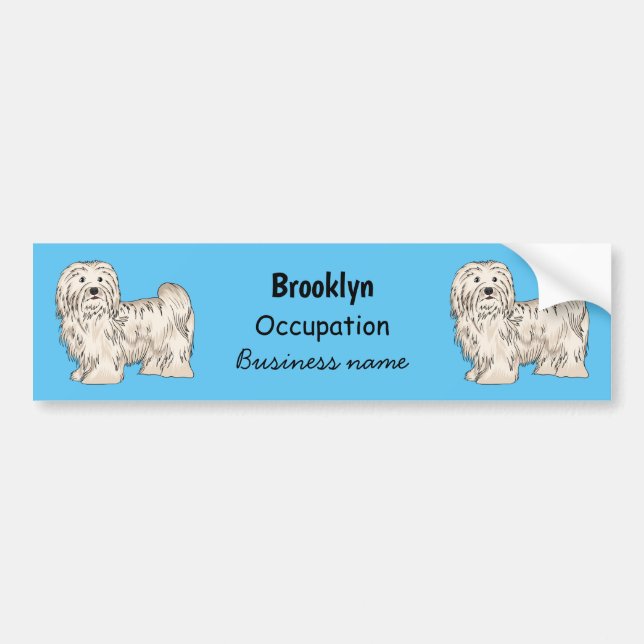 Havanese dog cartoon illustration bumper sticker (Front)