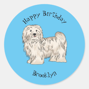 Havanese dog cartoon illustration classic round sticker